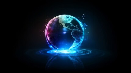 Modern Digital Globe with Illuminated Technology Lines Symbolizing Global Sustainability in Business Sector