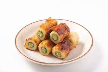 オクラ詰め　ちくわ焼き