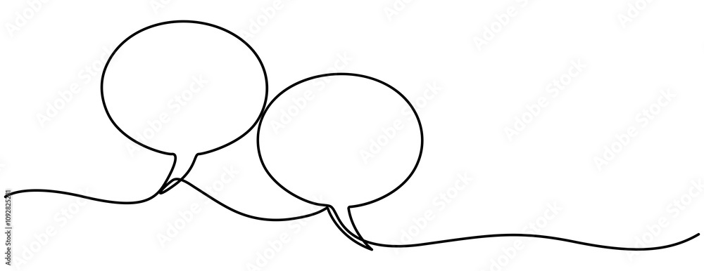 Leinwandbilder Speech Bubble Single Line Icon. One continuous line drawing of Speech bubble square shaped. Chat cloud and thought dialogue symbol in simple linear style. Comic text comment concept in editable stroke