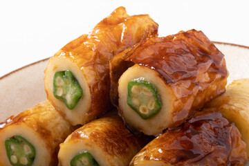 オクラ詰め　ちくわ焼き