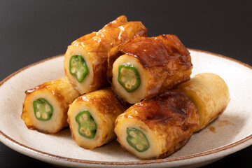 オクラ詰め　ちくわ焼き