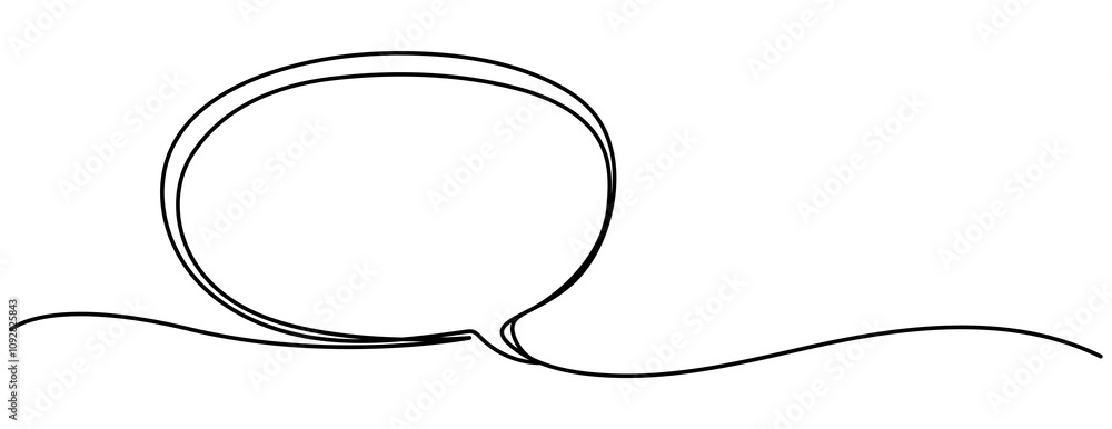 Leinwandbilder Speech Bubble Single Line Icon. One continuous line drawing of Speech bubble square shaped. Chat cloud and thought dialogue symbol in simple linear style. Comic text comment concept in editable stroke