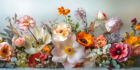 Stunning flowers showcased on a white background, highlighting the beauty of vibrant flowers and their intricate details in a captivating presentation of beautiful flowers.