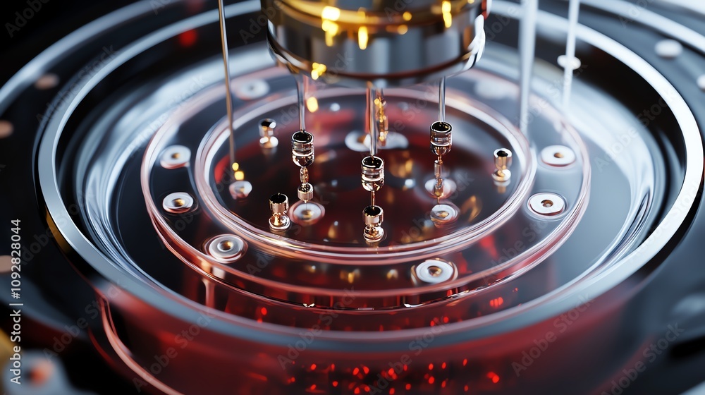 Aufkleber futuristic microchip with glowing circuits and intricate design.