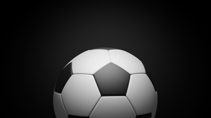 Fototapeta premium Soccer ball on a black background. Football concept banner. Soccer concept banner. Ball on blackground.