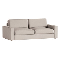 A white couch with two pillows on it