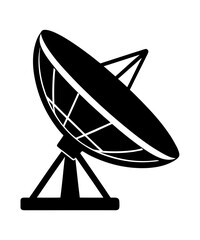 Radar satellite dish flat silhouette vector illustration