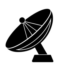 Radar satellite dish flat silhouette vector illustration