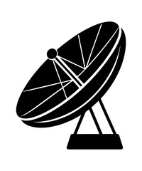 Radar satellite dish flat silhouette vector illustration