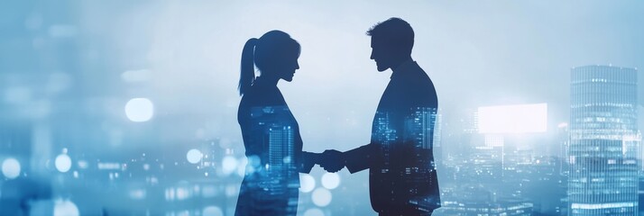 The concept of a Business Partnership in a Modern Cityscape epitomizes the essence of collaboration, mutual growth, and shared ambitions among various professionals striving for collective success