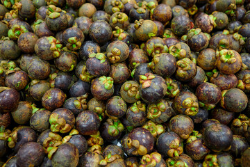 Close-up view of ripe mangosteen 