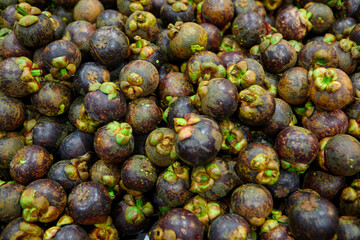 Close-up view of ripe mangosteen 