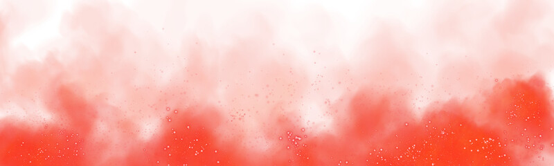 Fantastic red smoke background. Magic red smoke with glitter and small particles of twinkling stars. Fog with luminous particles. Red vapor with stardust. Morning fog over land or water surface, magic