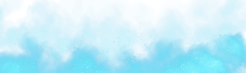 Fantastic blue smoke background. Magic blue smoke with glitter and small particles of twinkling stars. Fog with luminous particles. Blue vapor with stardust. Morning fog over land or water surface, ma