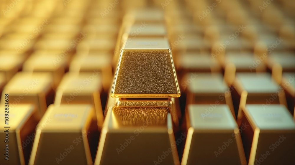 Poster stacked gold bars arranged in a visually appealing pattern.