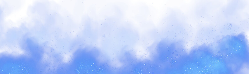 Fantastic blue smoke background. Magic blue smoke with glitter and small particles of twinkling stars. Fog with luminous particles. Blue vapor with stardust. Morning fog over land or water surface, ma