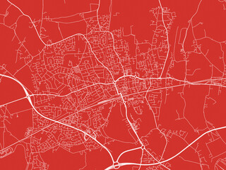 Christmas Map of Maidenhead, United Kingdom in Snowy White on Festive Red Background.