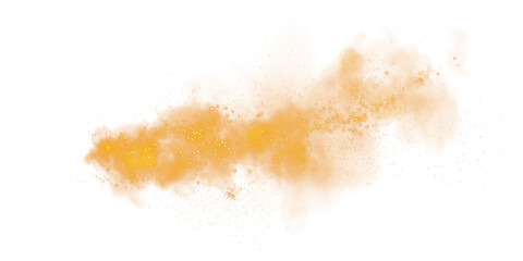 Fantastic orange smoke background. Magic orange smoke with glitter and small particles of twinkling stars. Fog with luminous particles. Orange vapor with stardust. Morning fog over land or water surfa