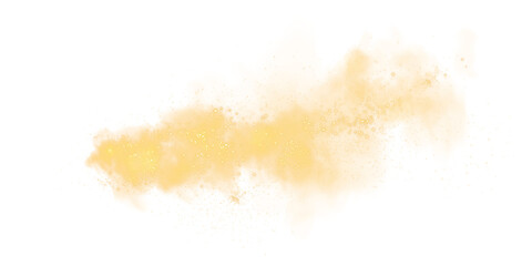 Fantastic yellow smoke background. Magic yellow smoke with glitter and small particles of twinkling stars. Fog with luminous particles. Yellow vapor with stardust. Morning fog over land or water surfa