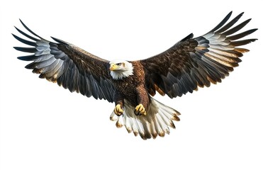 Fototapeta premium An eagle soaring, against a white background