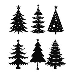 Obraz premium A set of black silhouette illustration of christmas tree for Holiday Projects
