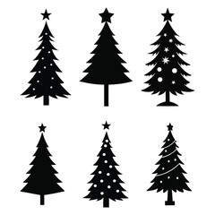 Obraz premium A set of black silhouette illustration of christmas tree for Holiday Projects