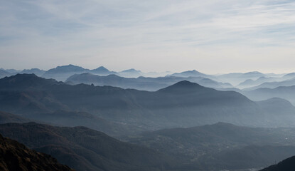 Misty Alpine Mountains in Switzerland