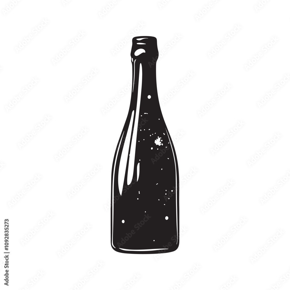 Poster wine bottle isolated vector elements outline symbol for web design on white background