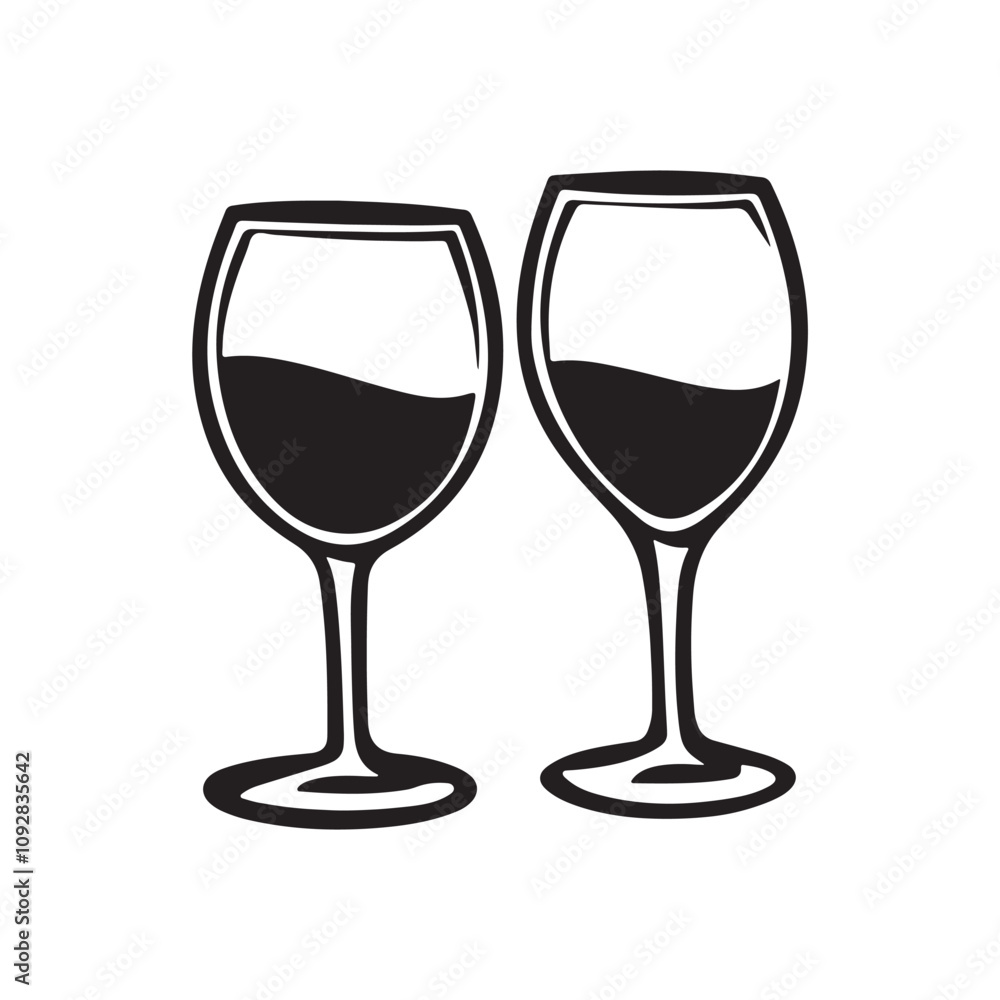 Poster drink glasses isolated vector elements outline symbol for web design on white background