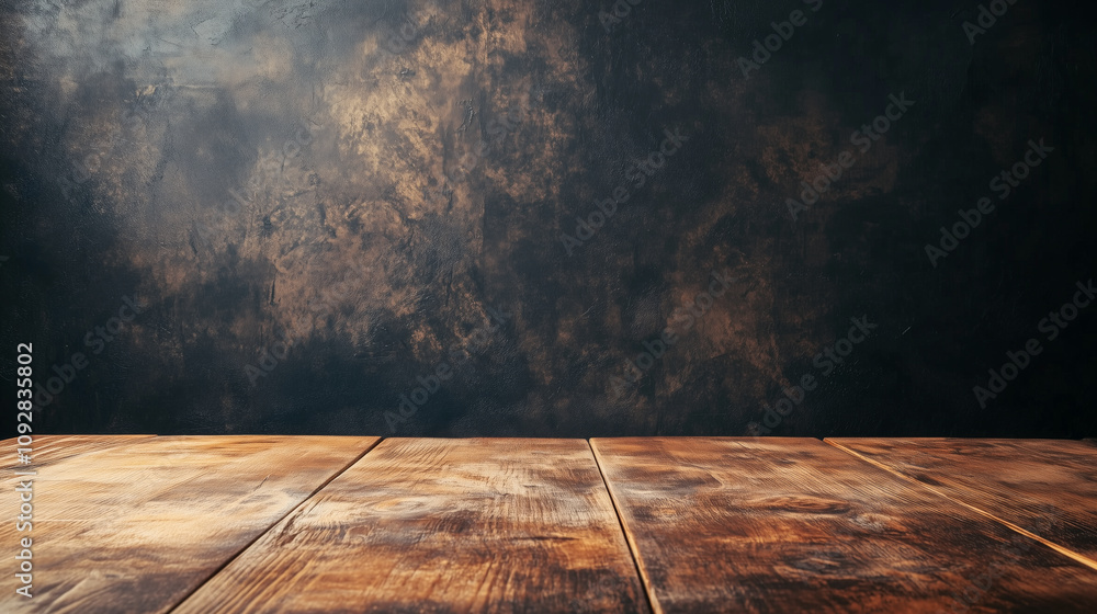 Aufkleber Table top background. Wooden table mock up background minimalistic copy space countertop