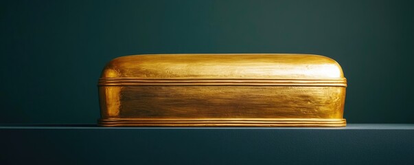 Golden box on a dark green background, elegant and artistic design.