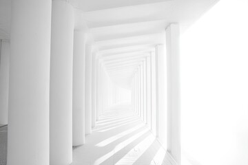 Obraz premium 明るい白の柱が並ぶ空間が光を取り込む