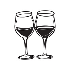 glass of water isolated vector elements outline symbol for web design on white background