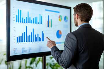 Business Person Analyzing Graph on Screen