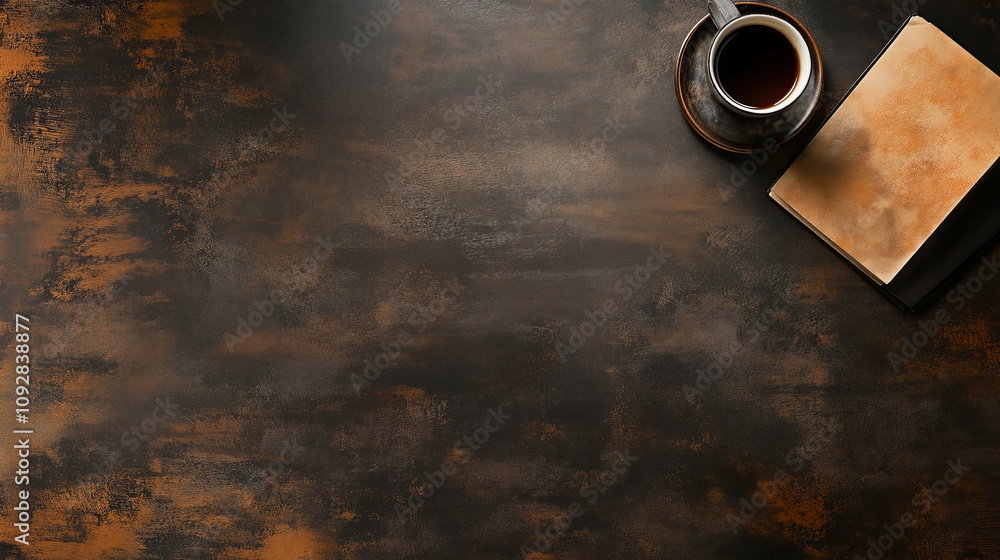 Poster Table top background. Wooden table mock up background minimalistic copy space countertop top view