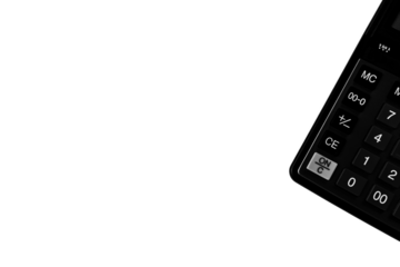 Calculator on transparent background. Business background. Copy space. PNG