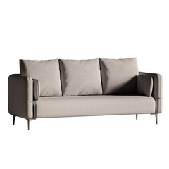 A couch with three pillows on it