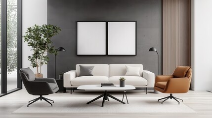 Fototapeta premium Creating a cozy minimalist work lounge modern office interior design ideas for flexibility