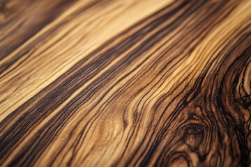 Fototapeta premium Close-up of a polished wooden surface with intricate grain patterns and warm brown tones, showcasing natural textures and elegance.