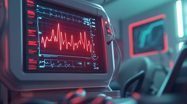 EKG Monitor in Intra-Aortic Balloon Pump Machine - Medical Equipment