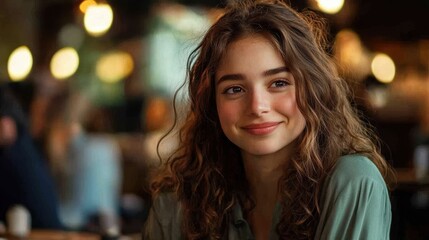 The Smiling Girl in Cafe