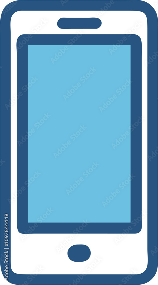 Poster colorful smartphone icon with screen highlight, simple icon of a smartphone with blue and red accent