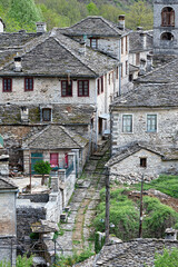 View of the traditional village of Dilofo in Zagori of Epirus, Greece in Spring