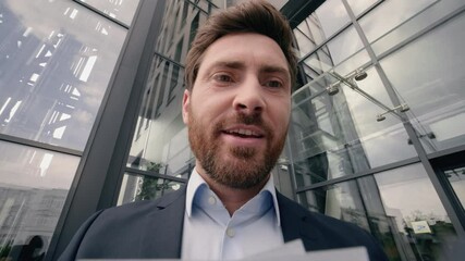 Close up money Caucasian businessman adult man business guy male dollars counting finance banknotes financial prize currency exchange invest urban success rich in city office building salary cashback