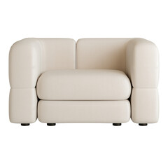 A white chair with a black base