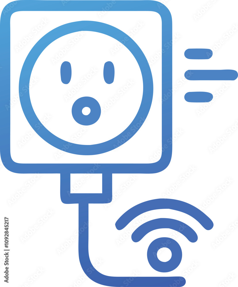 Poster smart power socket with wireless connectivity icon, gradient icon of a smart power socket with a wir