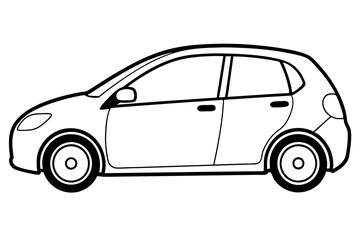 Obraz premium Compact hatchback car silhouette in black and white vector illustration
