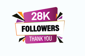 thank you 28k followers, vector, illustration, social, media, post,  subscribers, followers animation design, banner, premium, background
