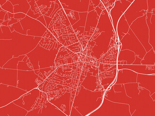 Christmas Map of Winchester, United Kingdom in Snowy White on Festive Red Background.