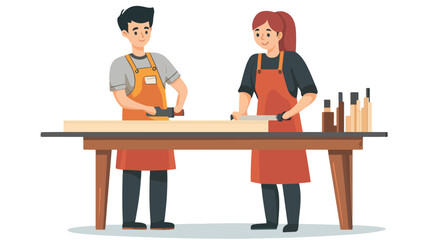 Young Student Operating Wood Saw in Workshop